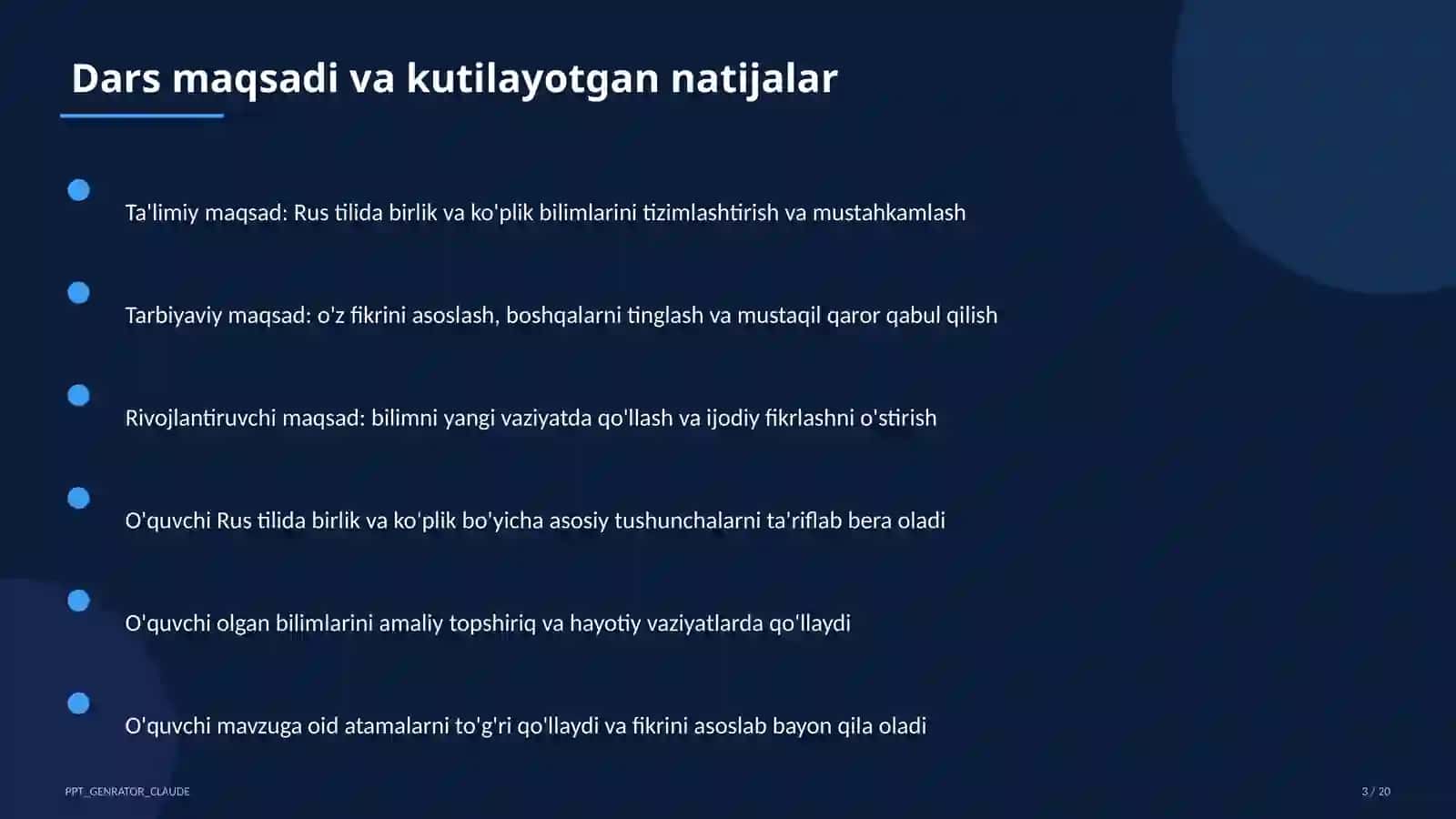 Rus tilida birlik va ko'plik (3-sinf) 3