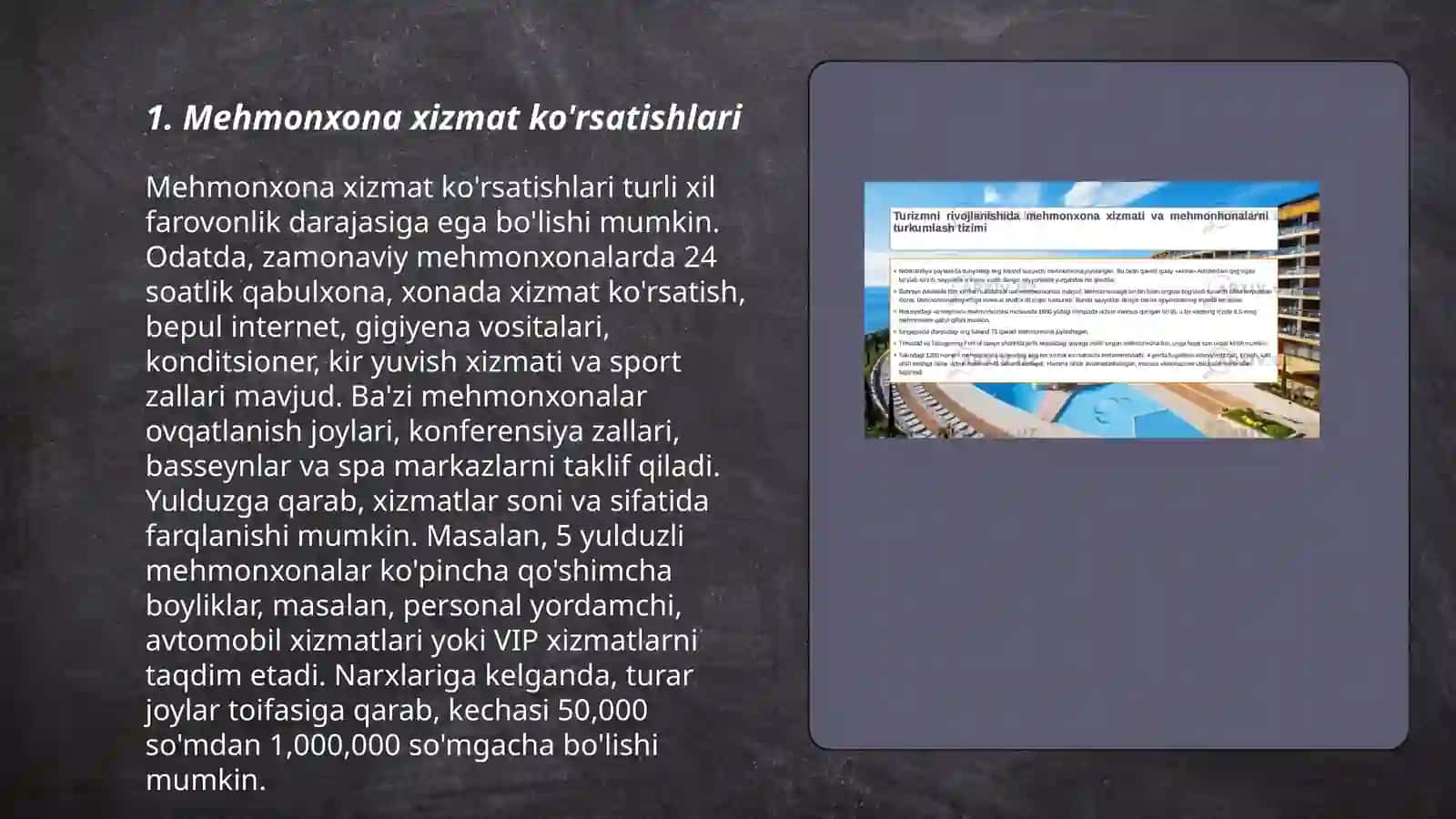 Mehmonxona xizmat ko'rsatishlari 3