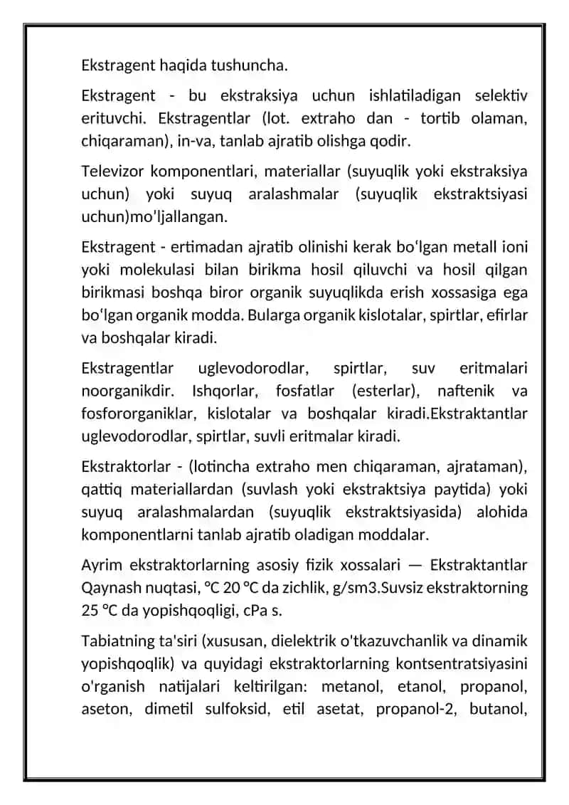 Ekstragentlar tanlashning ilmiy asoslari 3