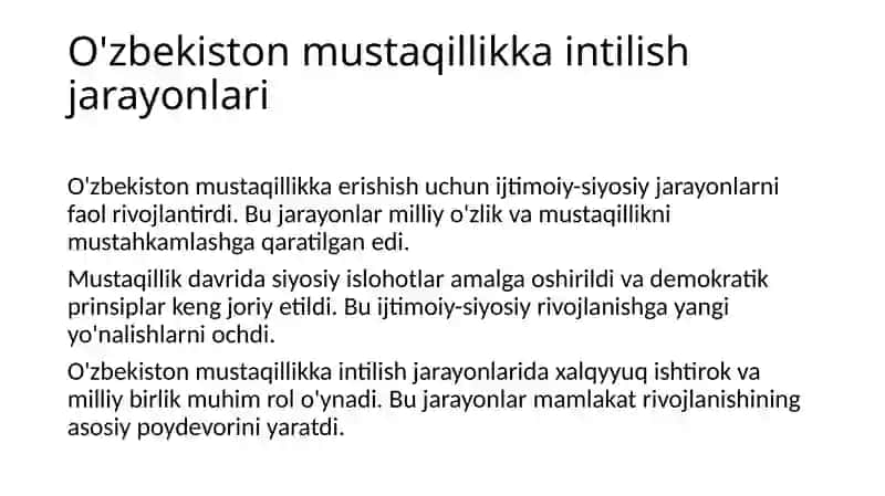 Mustaqillikka erishisharafasida O’zbekiston ijtimaio-siyosiy jarayonlar 3