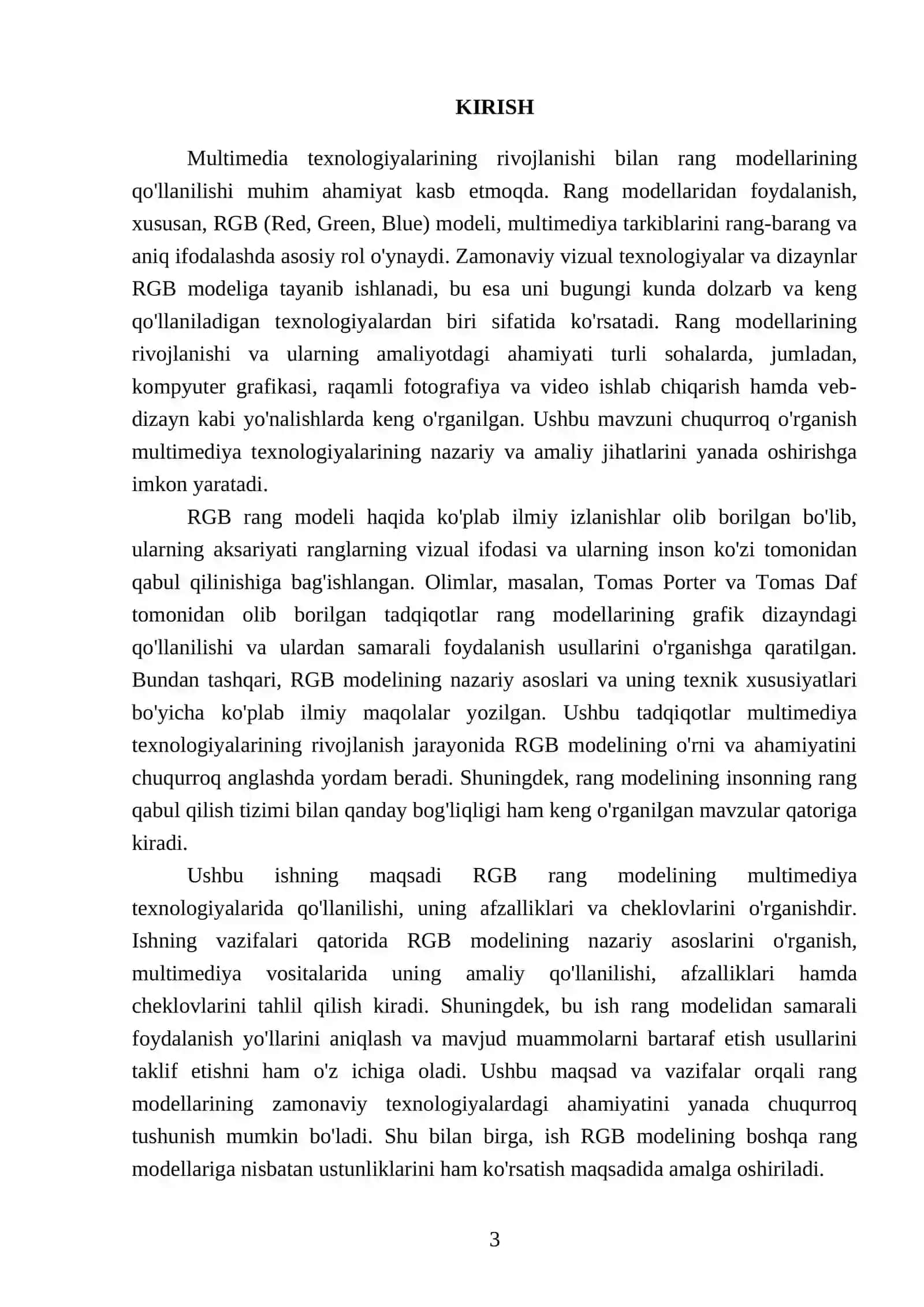 Multimediada rang modellarini qoʻllash (RGB) 3