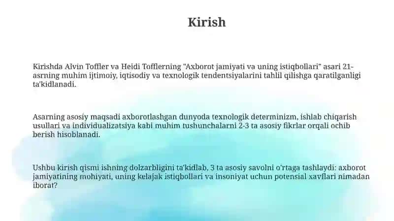 Axborotlashgan jamiyat va uning istiqbollari 3