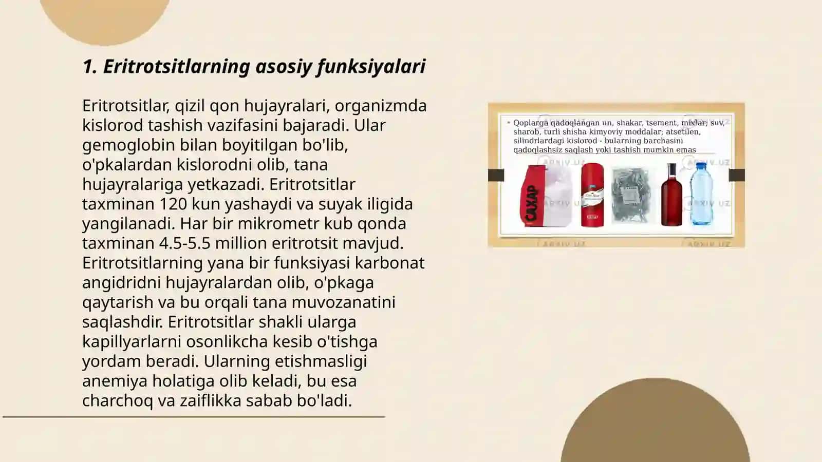 Eritrotsitlar turlari funksiyalari 3