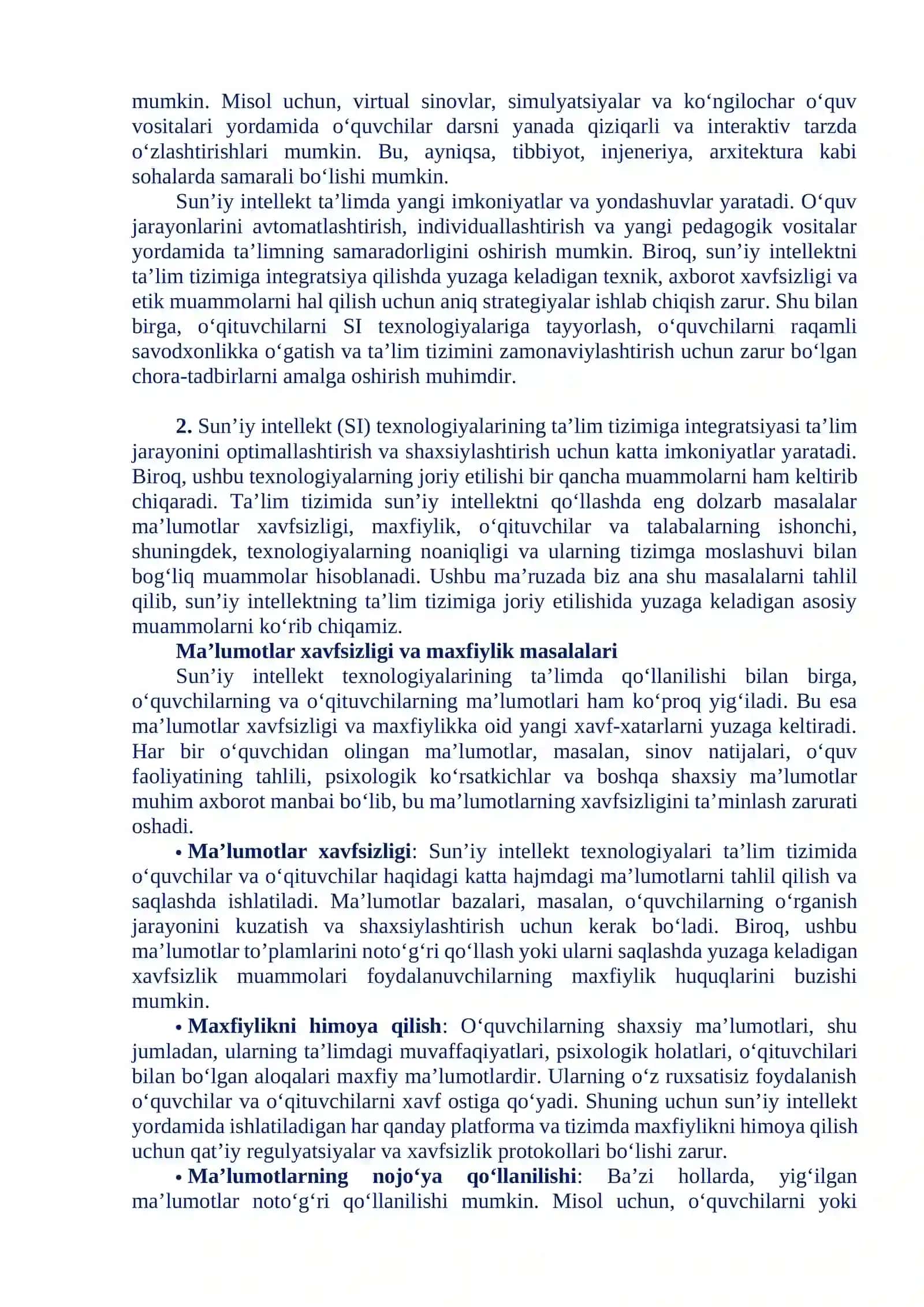 TA'LIMDA SUN’IY INTELLEKT: MUAMMO VA ISTIQBOLLAR 3