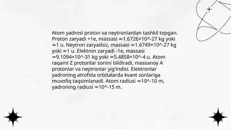 Atom tuzilishi, kvant sonlar yadro reaksiyalari 3