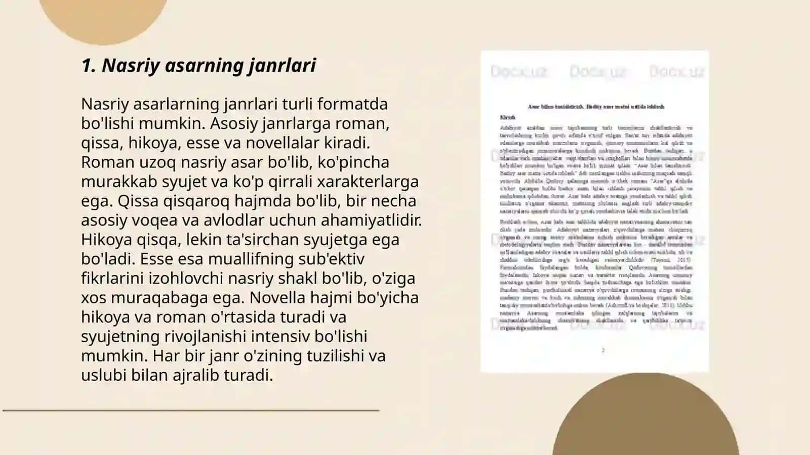 Nasriy asarlarning janrlari 3
