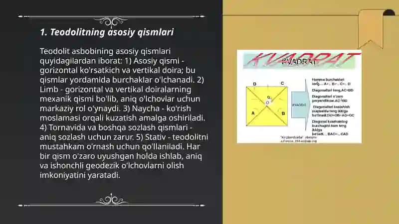 Burchak ólchash usullari.Teodolitni tekshirish va sozlash 3