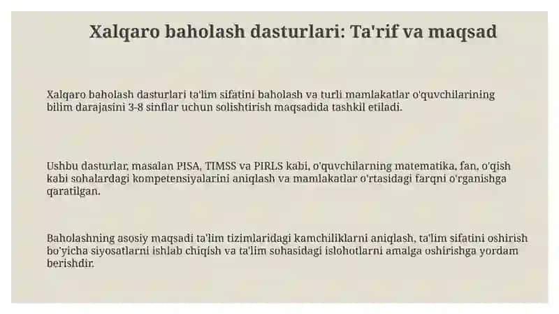 Xalqaro baholash dasturi 3