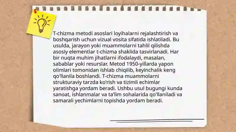 T-chizma va baliq skeleti metodlari 3