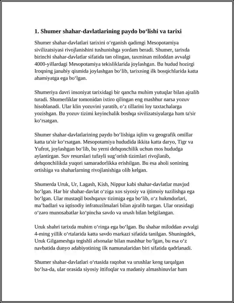 SHUMMER SHAHAR DAVLATLARI MAVZUSIDA 3
