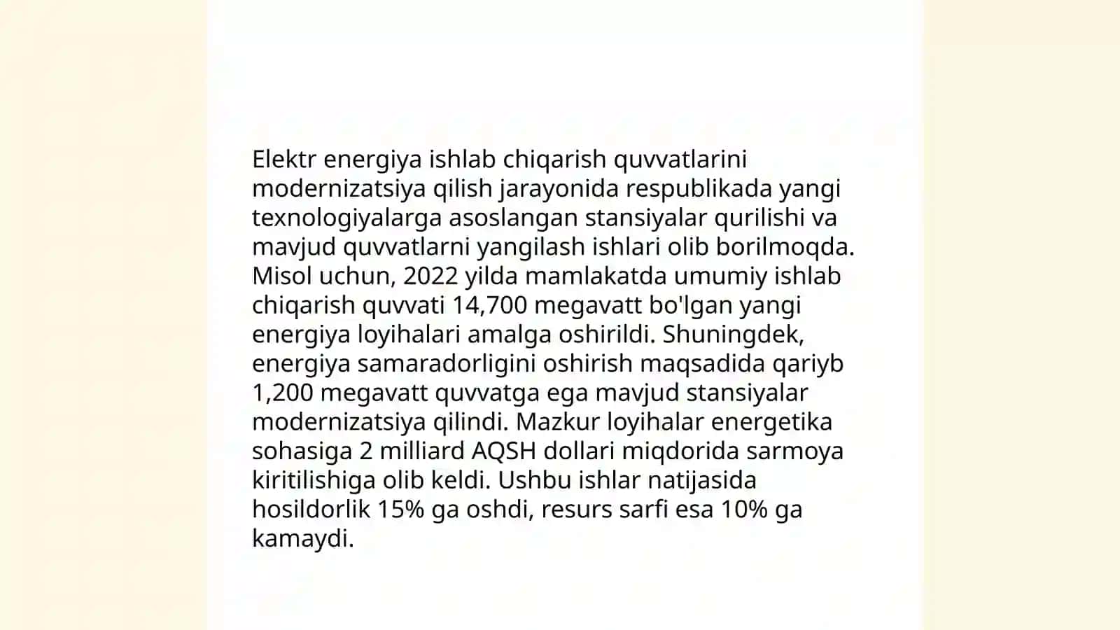 O‘zbekiston elektr energetika sohasining rivojlanish istiqbollari 3