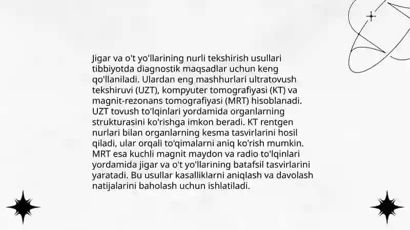 Jigar va o't yo'llarining nurli tekshirish usullari, ularning afzalliklari 3