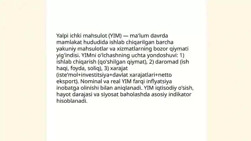 Yalpi ichki mahsulot va uning xarakter shakillari 3
