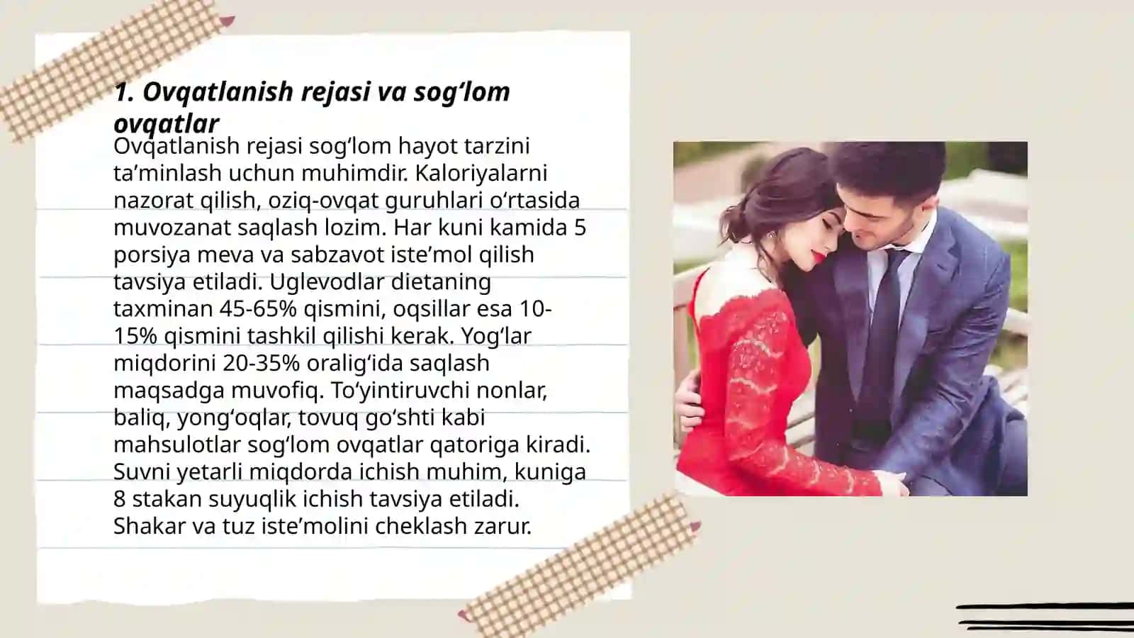 Ovqatlanish rejasi va sogʻlom ovqatlar 3