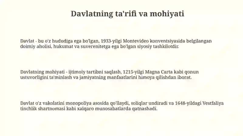 Davlat jamiyatning mavjud bo'lishi bir shakli 3
