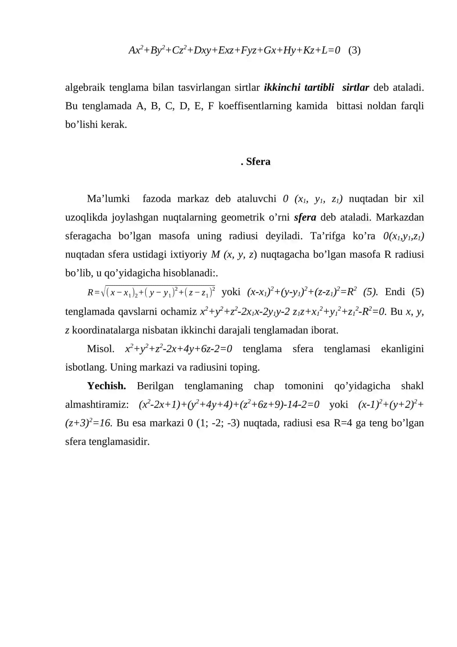 Ikkinchi tartibli sirtlar 3
