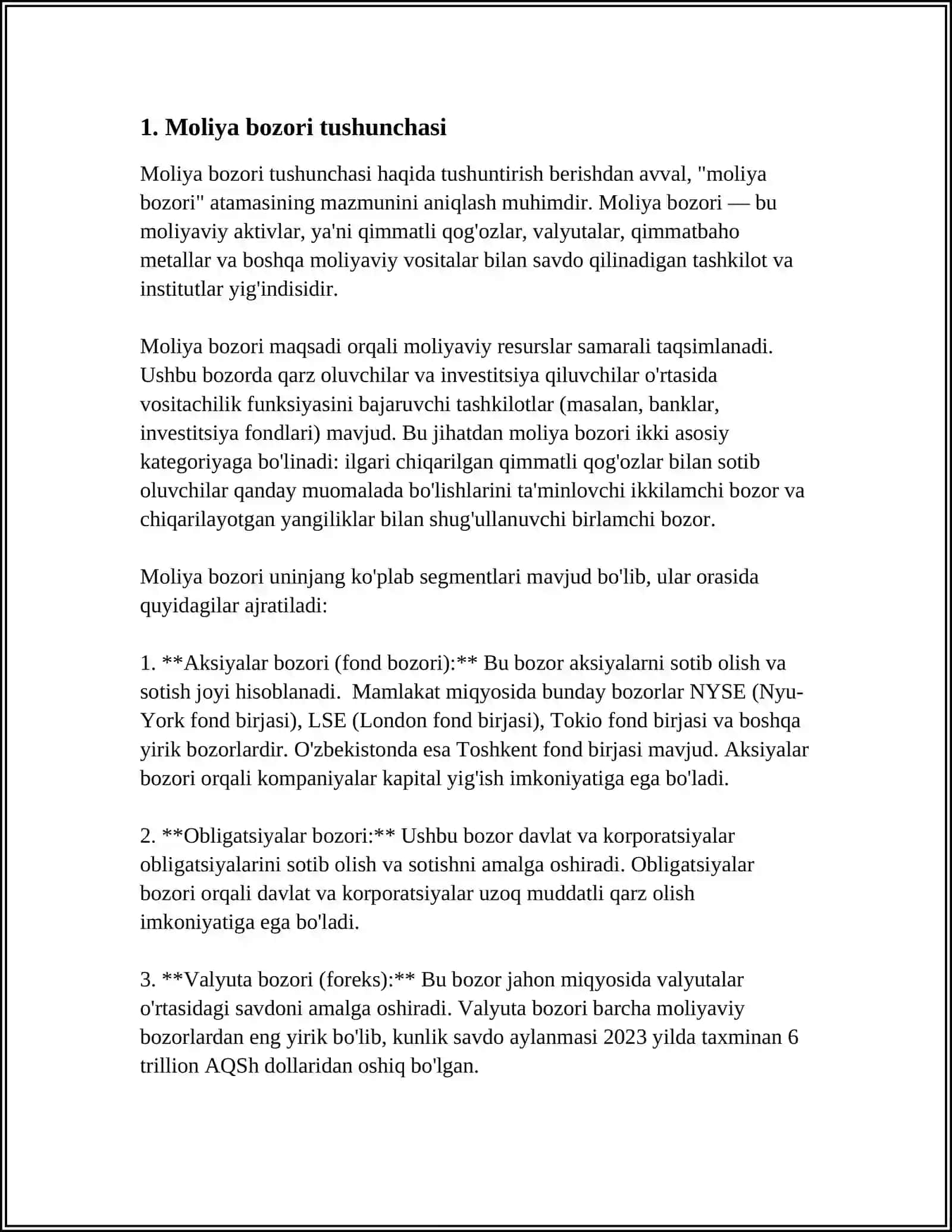MOLIYA BOZORI TUSHUNCHASI VA STATISTIKANING VAZIFALARI 3