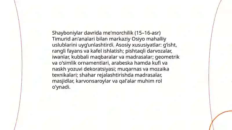 Shayboniylar davrida me'morchilik 3