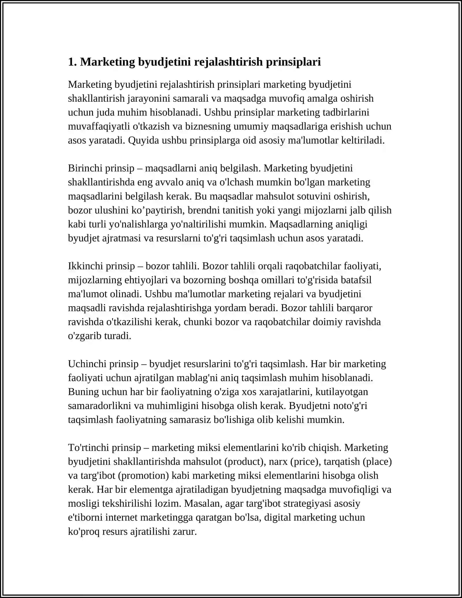 MARKETING BYUDJETINI SHAKLLANTIRISH 3