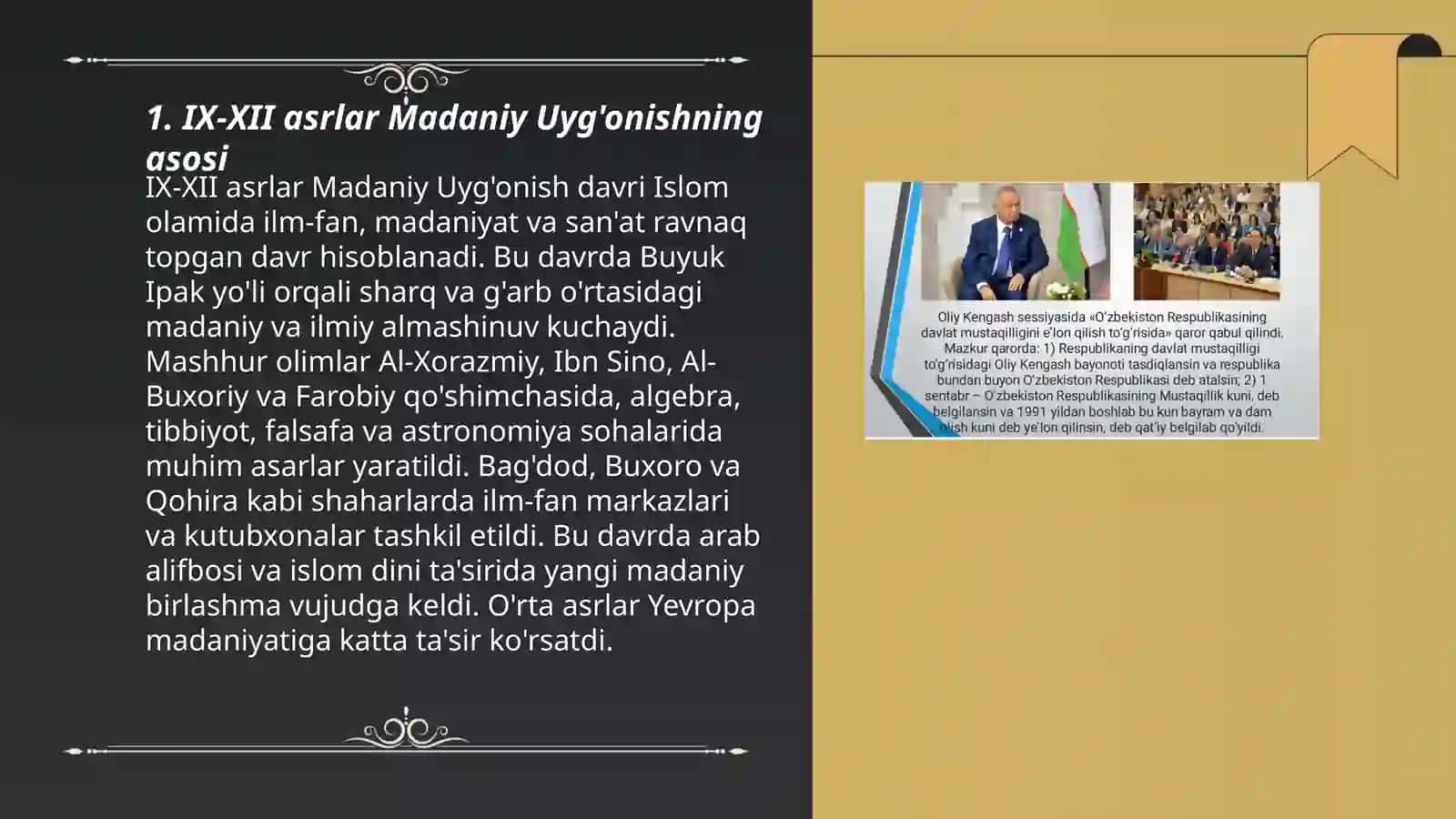 IX-XII asrlar Madaniy Uyg'onishning asosi 3