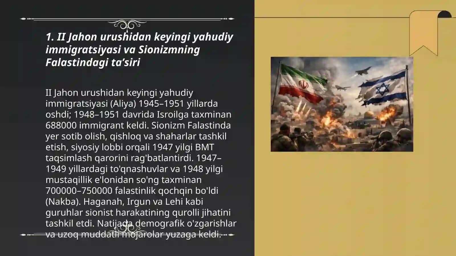 Falastin va Isroil 2-jahon urushidan to hozirgacha 3