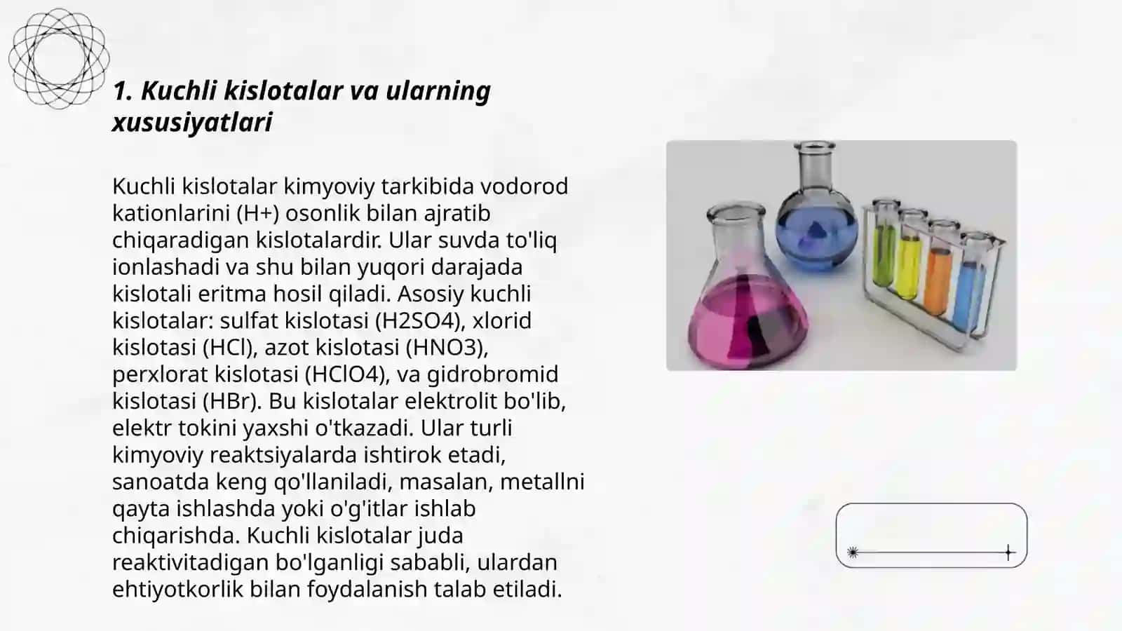 Kislotalar turli va kuchli va kuchsiz kislotalar 3