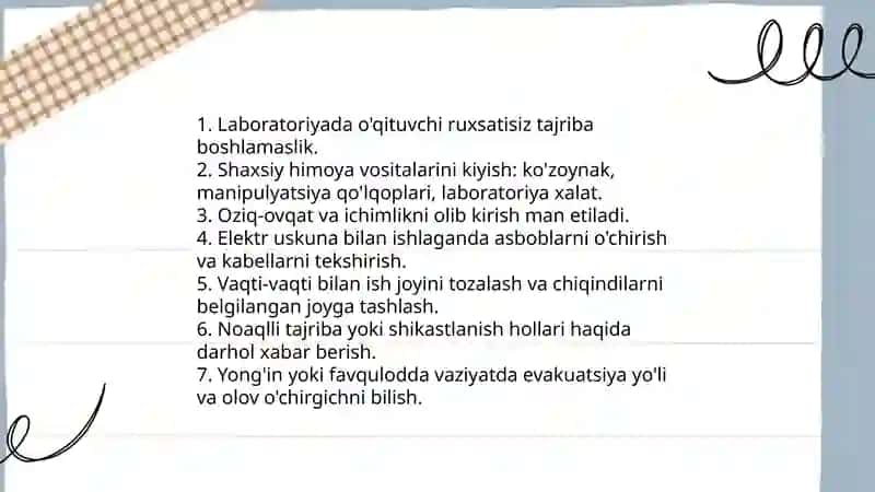 Fizika labaratoriya xonasida texnika xavfsizlik qoidalari 3