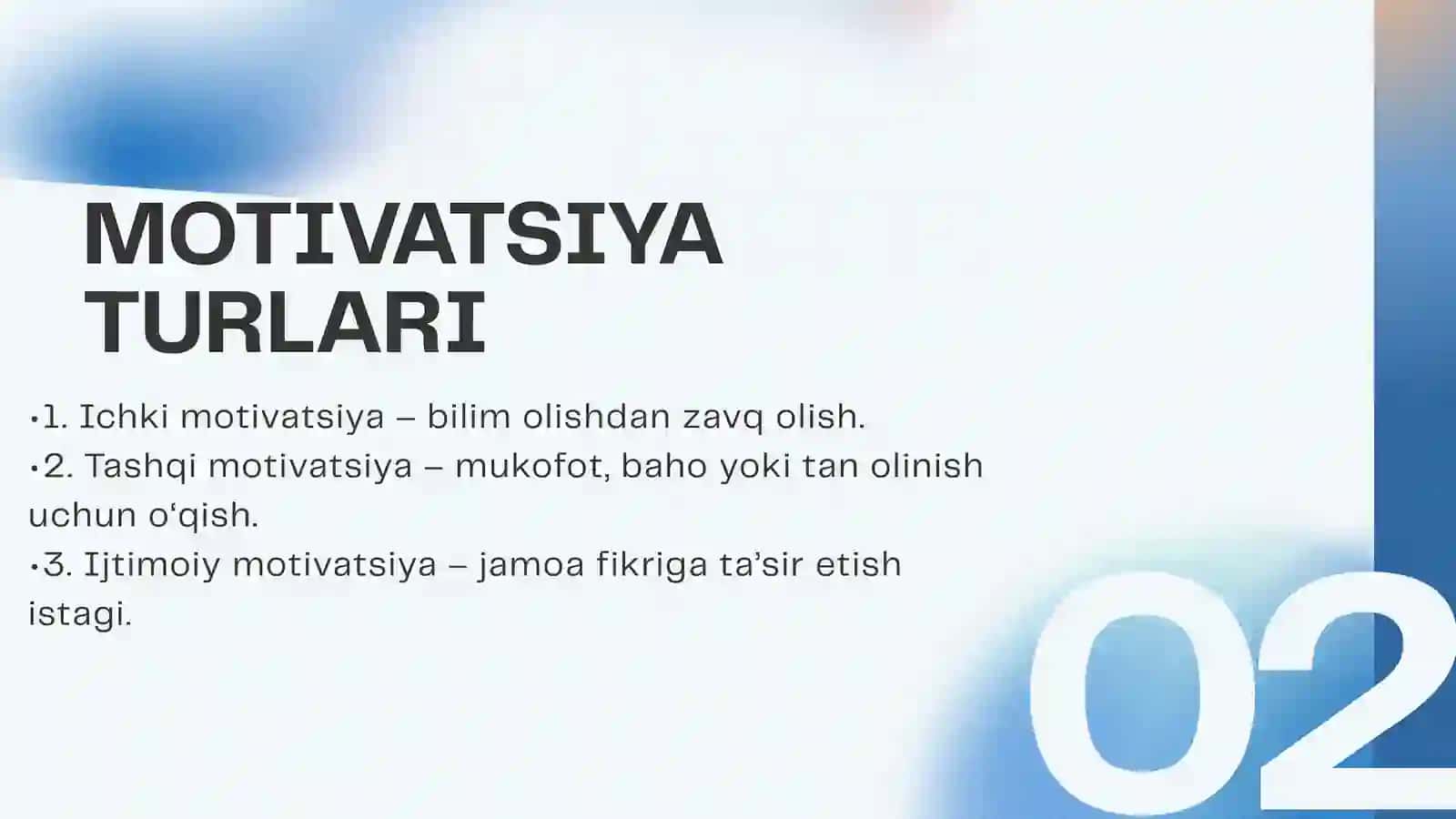 O‘QUV JARAYONLARIDA MOTIVATSIYANI UYG‘OTISH 3