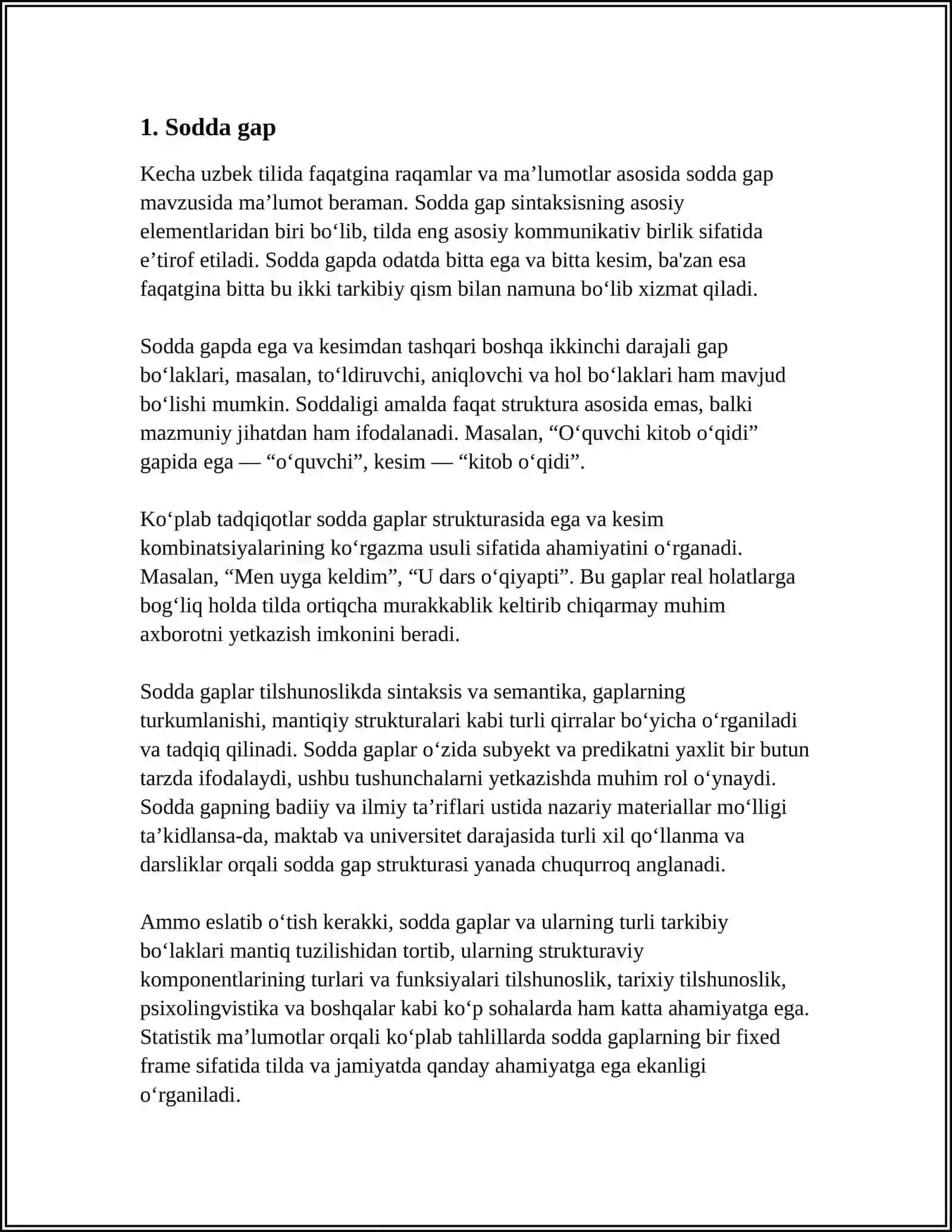 MUSTAQIL ISH Mavzu: GRAMMATIKA SINTAKSIS 3