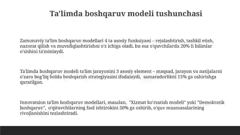 Ta'limda boshqaruv modeli 3