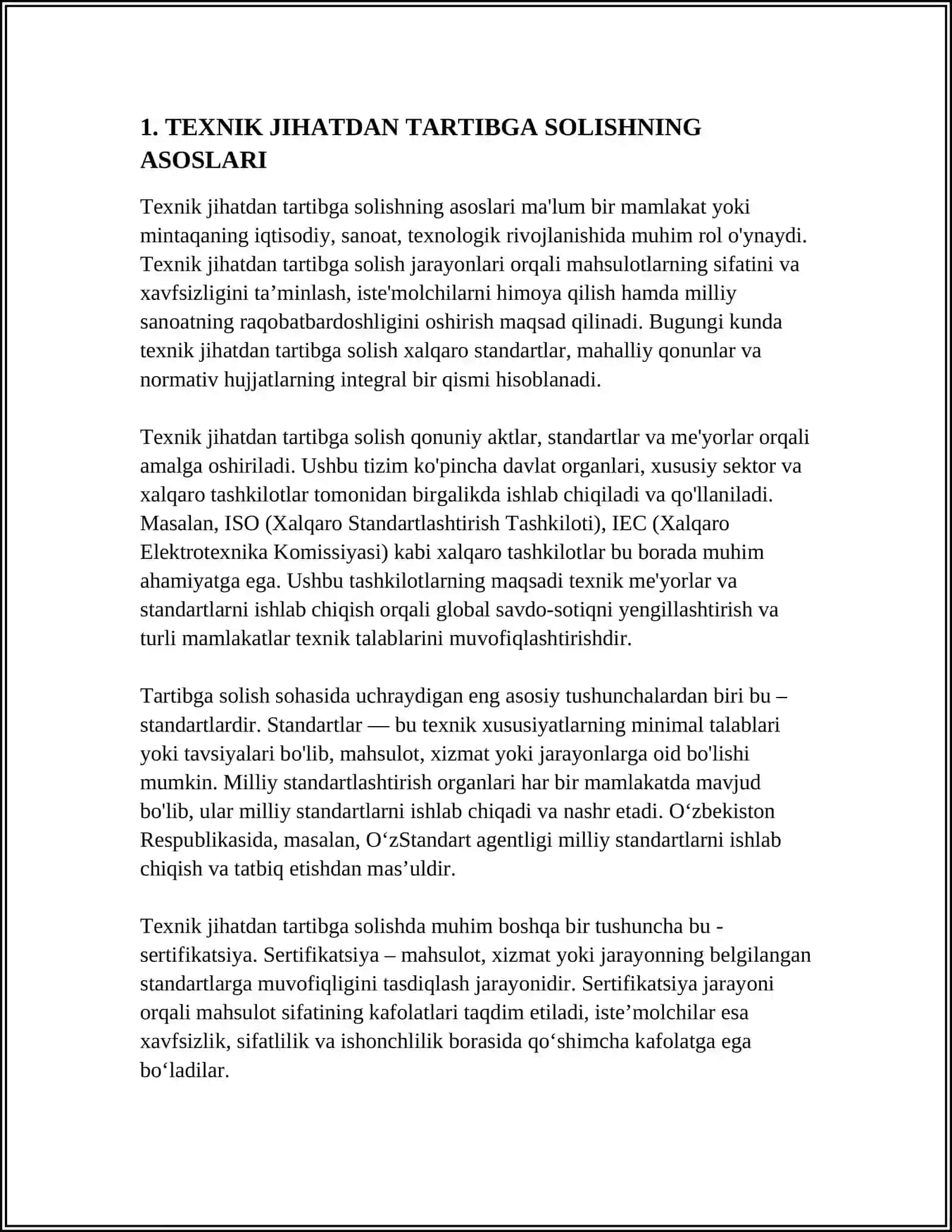 TEXNIK JIHATDAN TARTIBGA SOLISH SOHASINING FAOLYATI 3