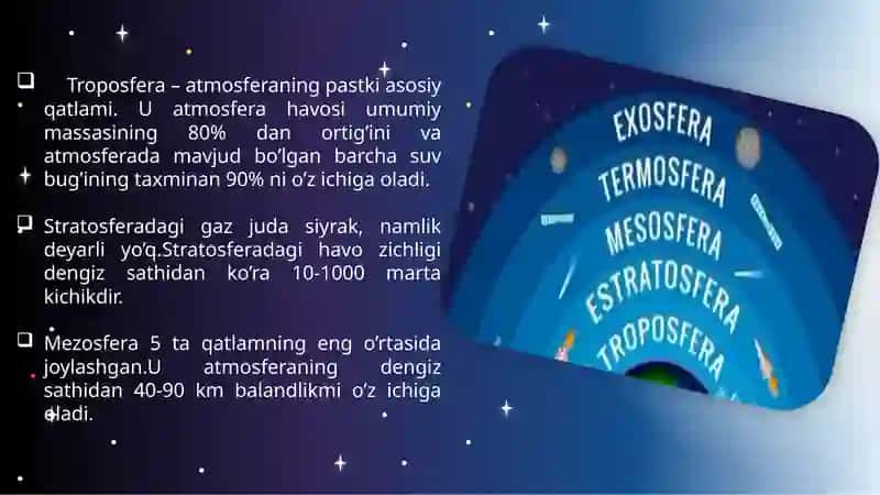 Atmosfera tuzilishi. Atmosfera qavatlari 3