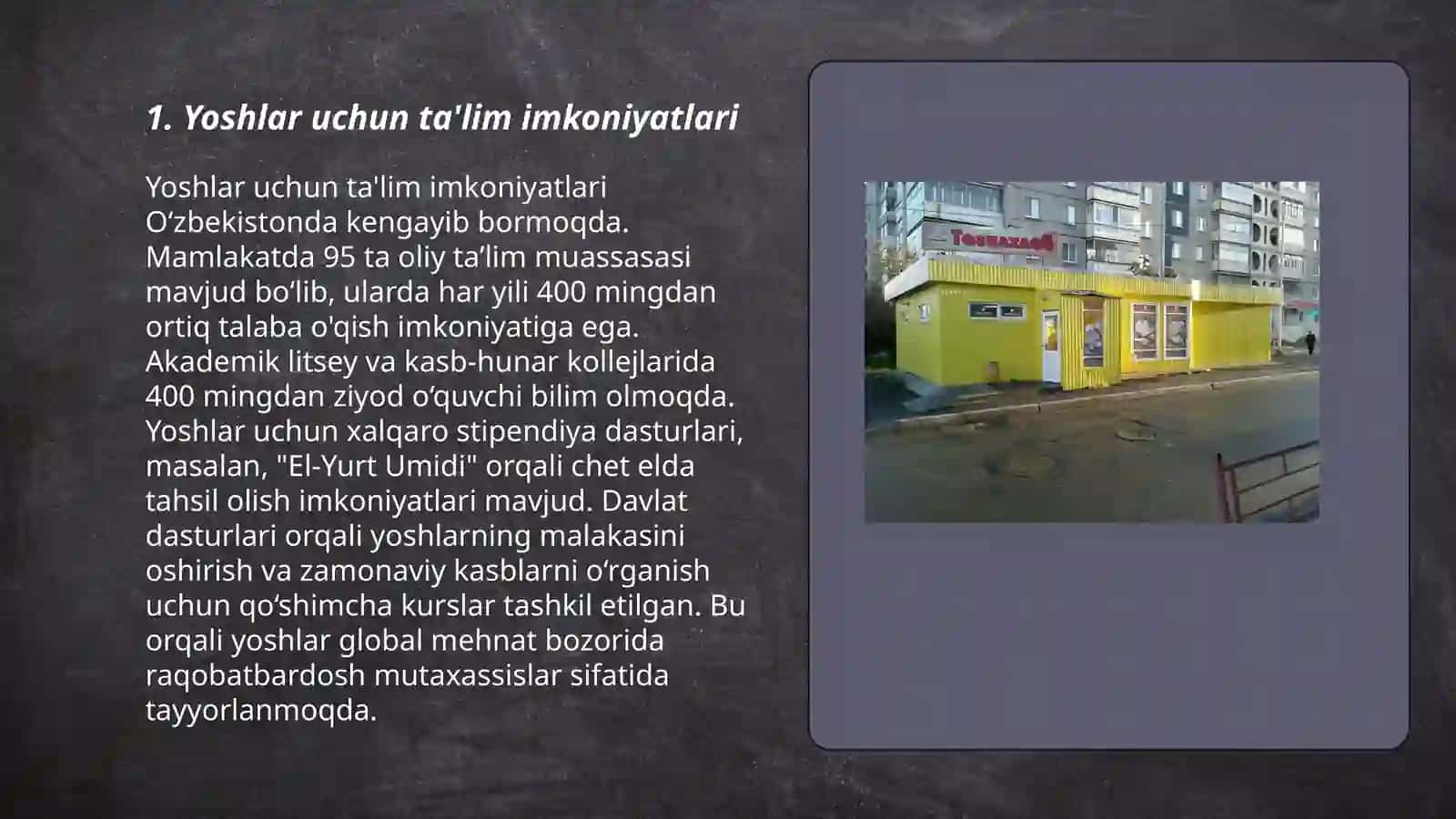 Yoshlar uchun ta'lim imkoniyatlari 3