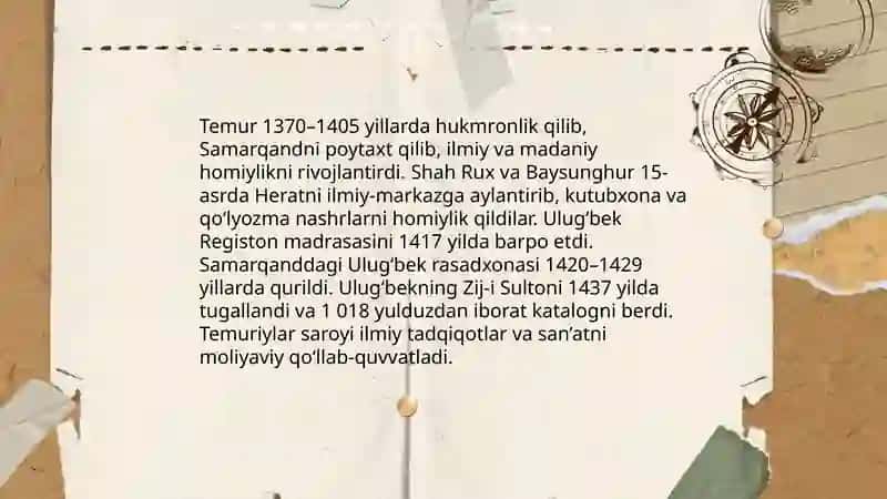 Temuriylar davrida ilm va madaniyatning rivojlanishi 3