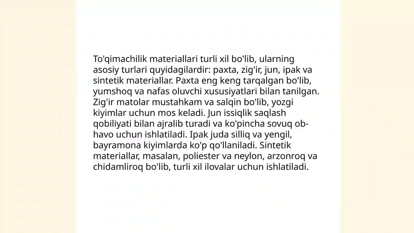 To'qimachilik mahsulotlari va ularning hossalari 3