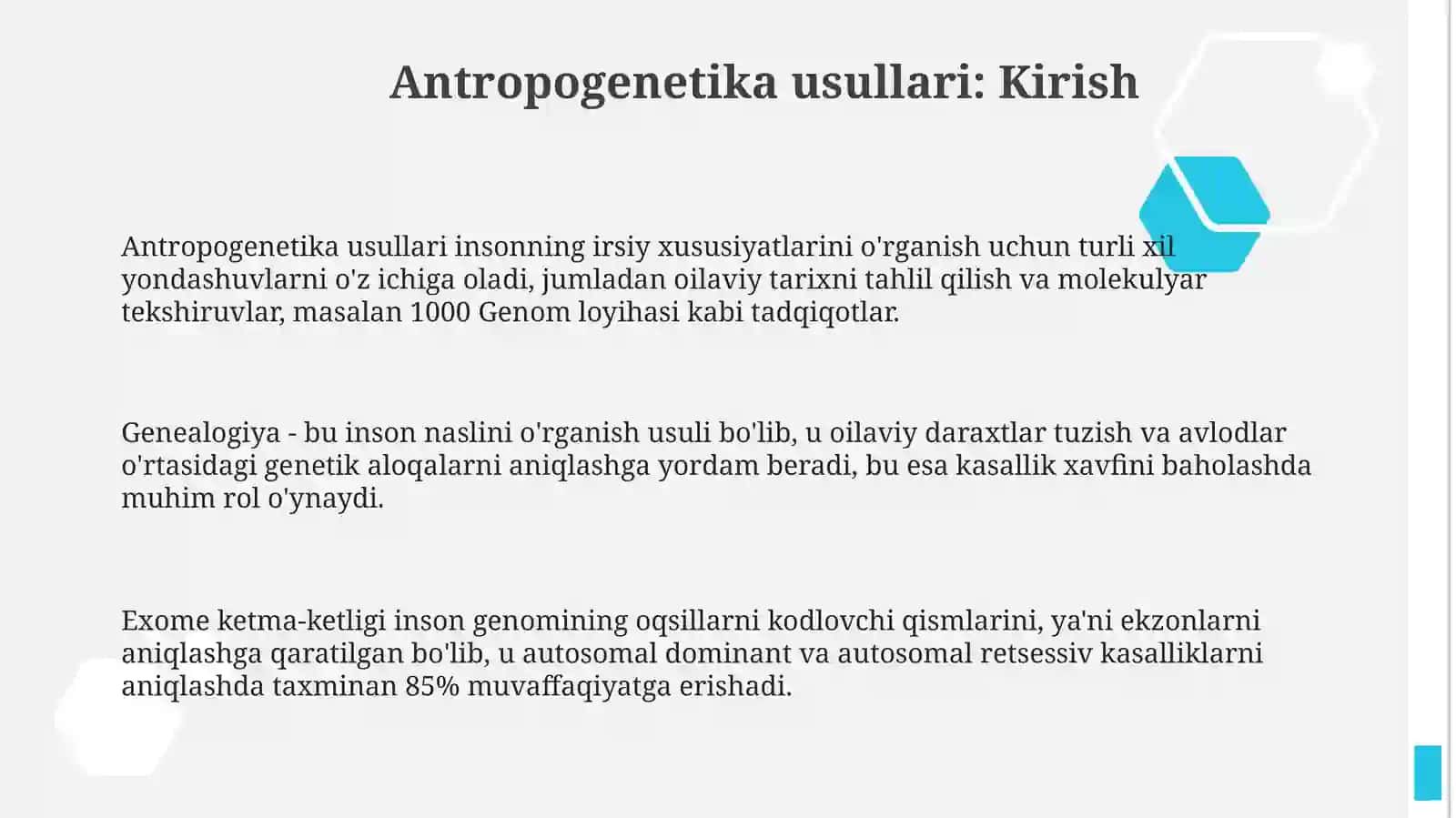 Antropogenetika usullari: Kirish 3