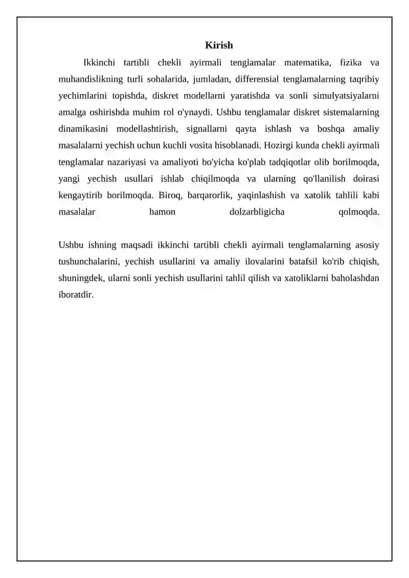 Ikkinchi Tartibli Chekli Ayirmali Tenglamalar 3