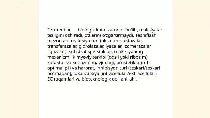 Fermentlarning umumiy klassifikaysiyasi 3