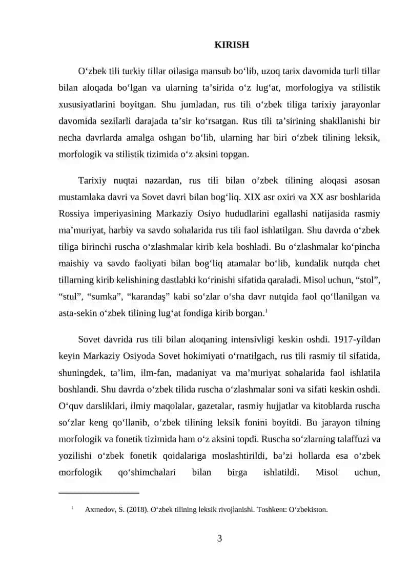 HOZIRGI O‘ZBEK ADABIY TILIDA RUS TILI TA’SIRIDAGI O’ZLASHMALAR 3
