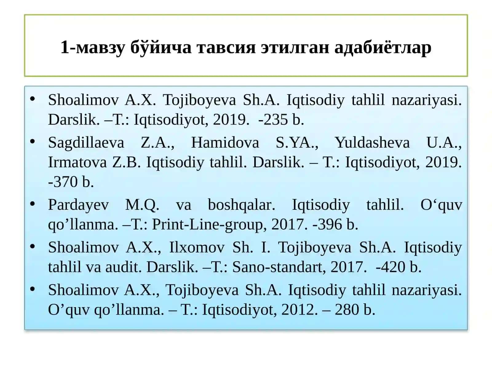 Иқтисодий таҳлил ва аудит 3