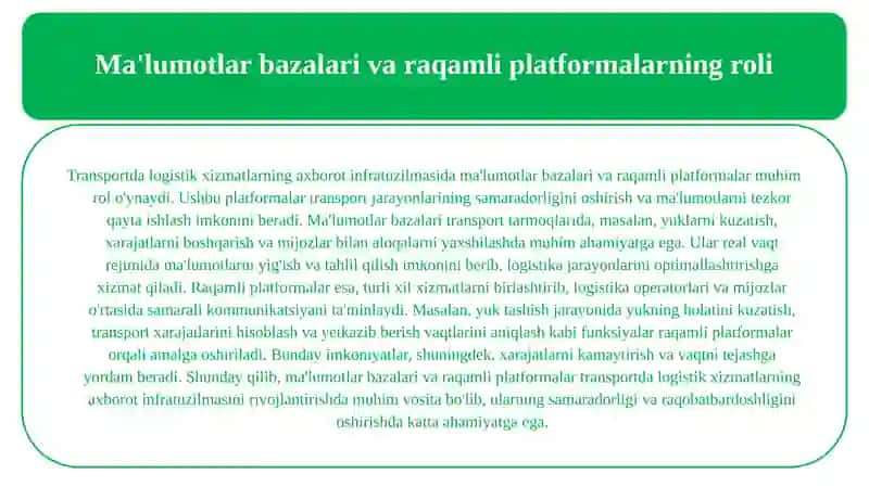 Transportda logistik xizmatlarning axborot infrotuzilmasi 3