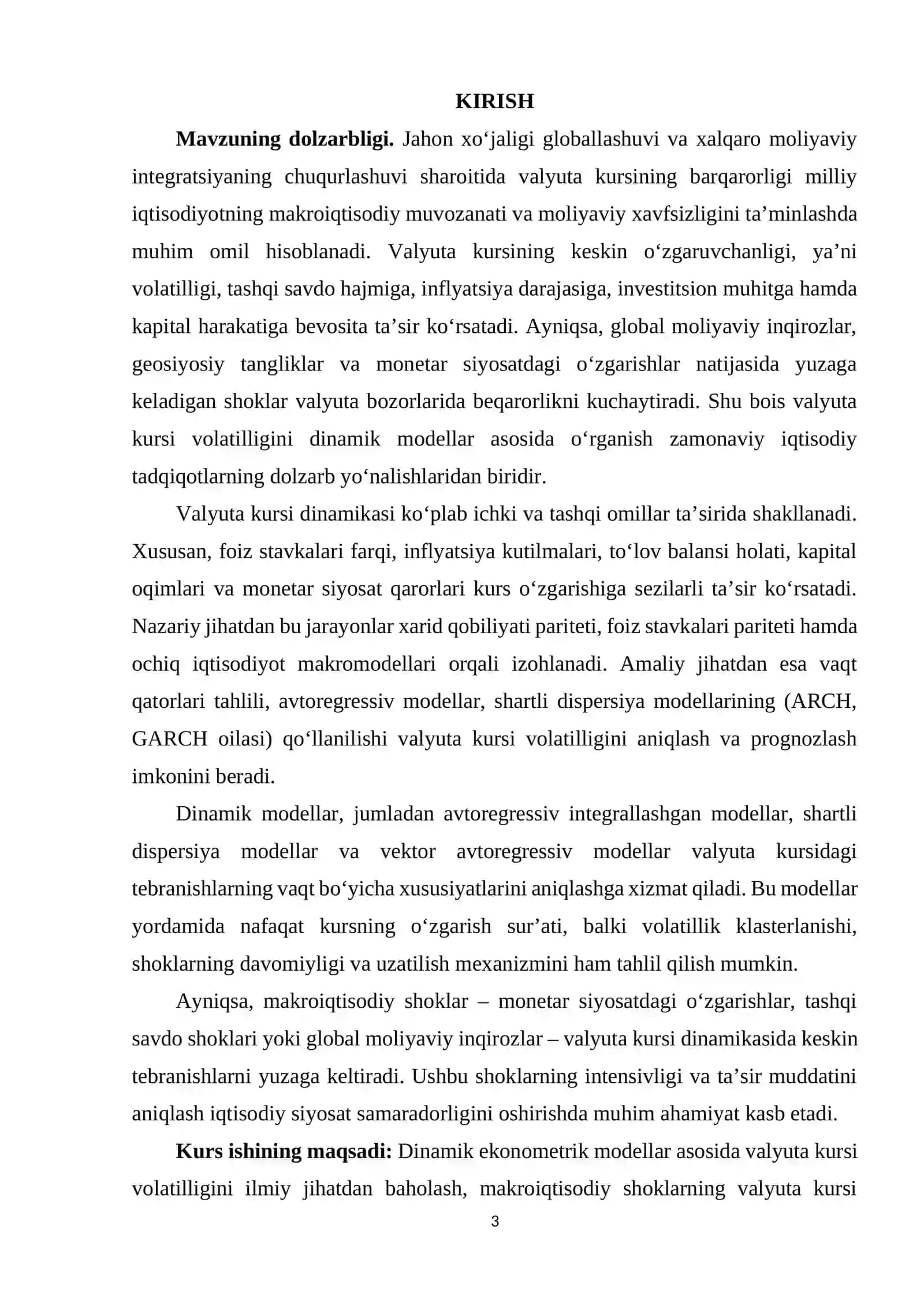 DINAMIK MODELLARIDA VALYUTA KURSI VOLATLLIGI VA SHOKLAR 3