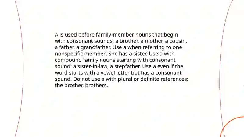 Indefinite Article A |An, describing family members 3