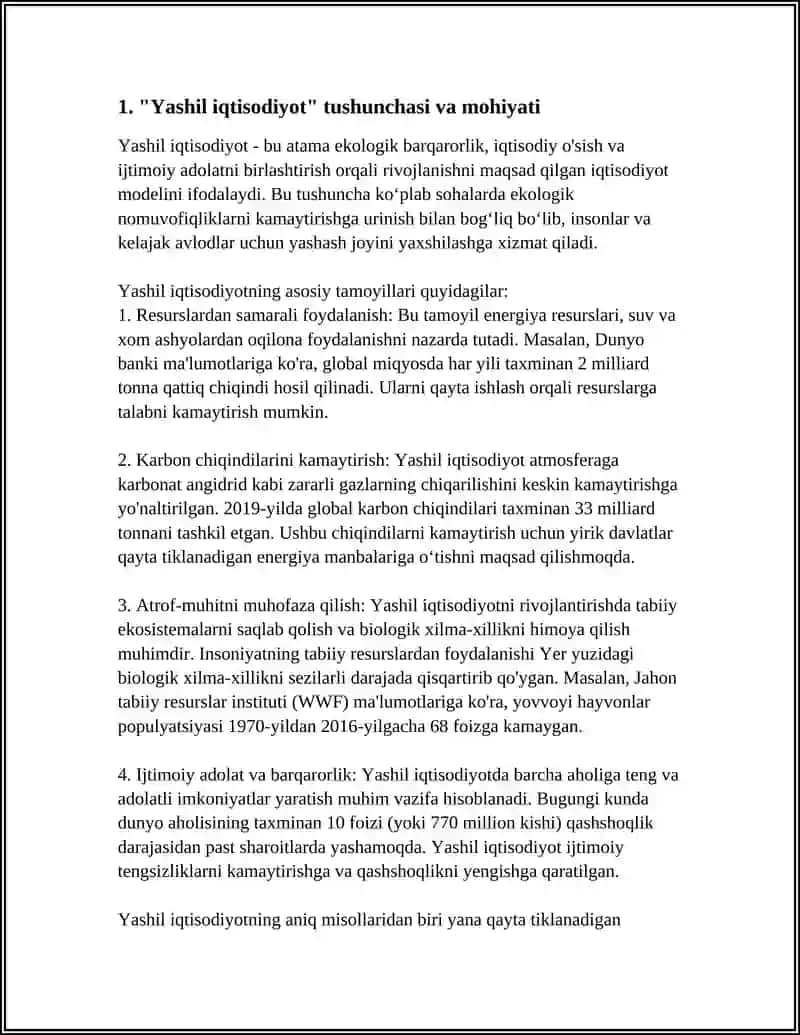 "Yashil iqtisodiyot" 3