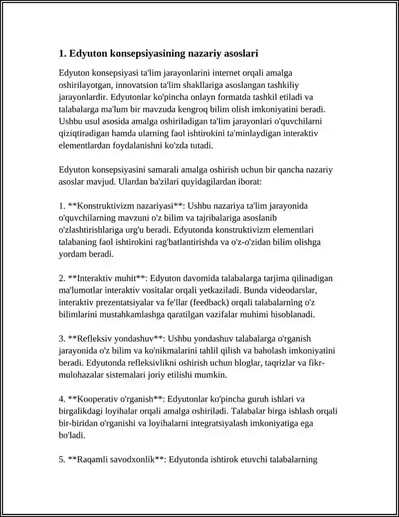 EDYUTON KONSEPSIYASI MAVZUSIDA MUSTAQIL ISH 3