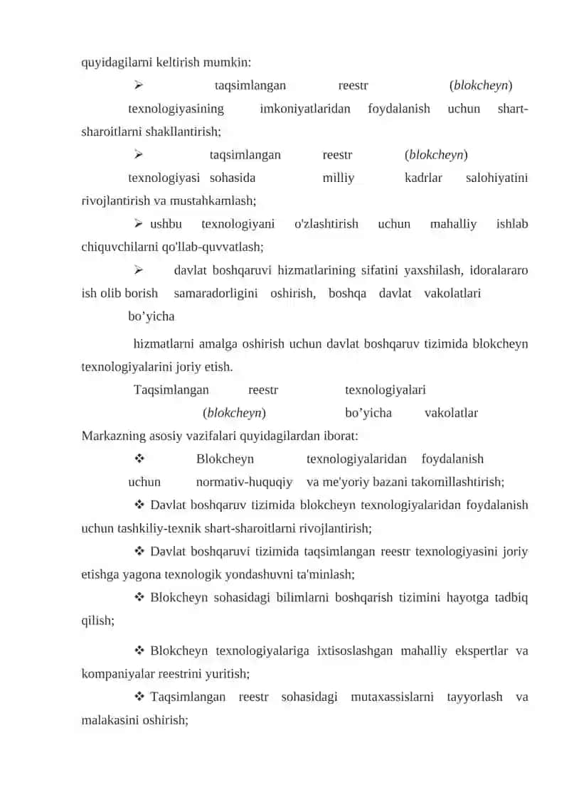 O’zbekiston Respublikasida blokcheyn bilan ishlash 3
