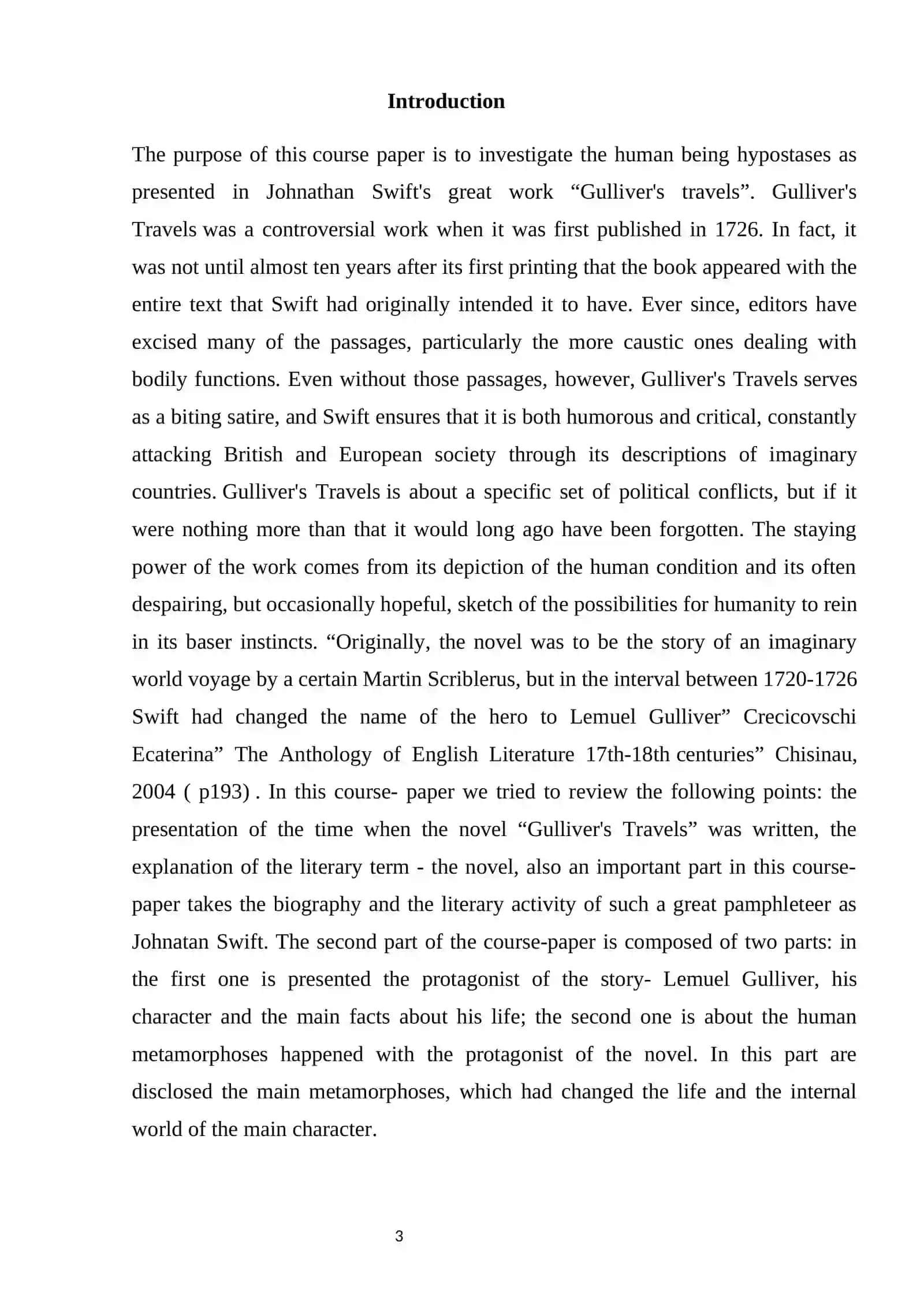 Gulliver's Travels Analysis 3