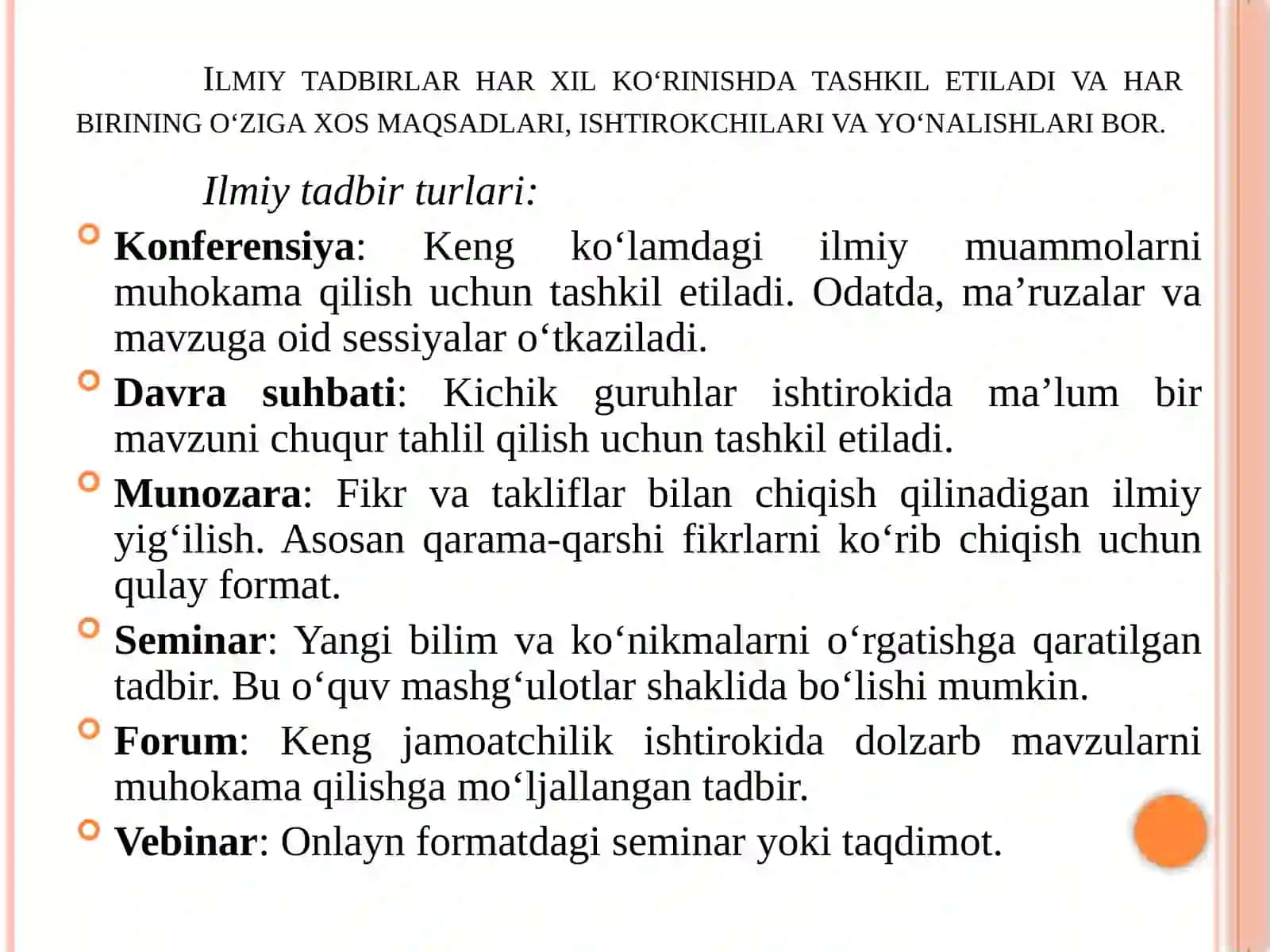 Ilmiy tadbir turlari 3