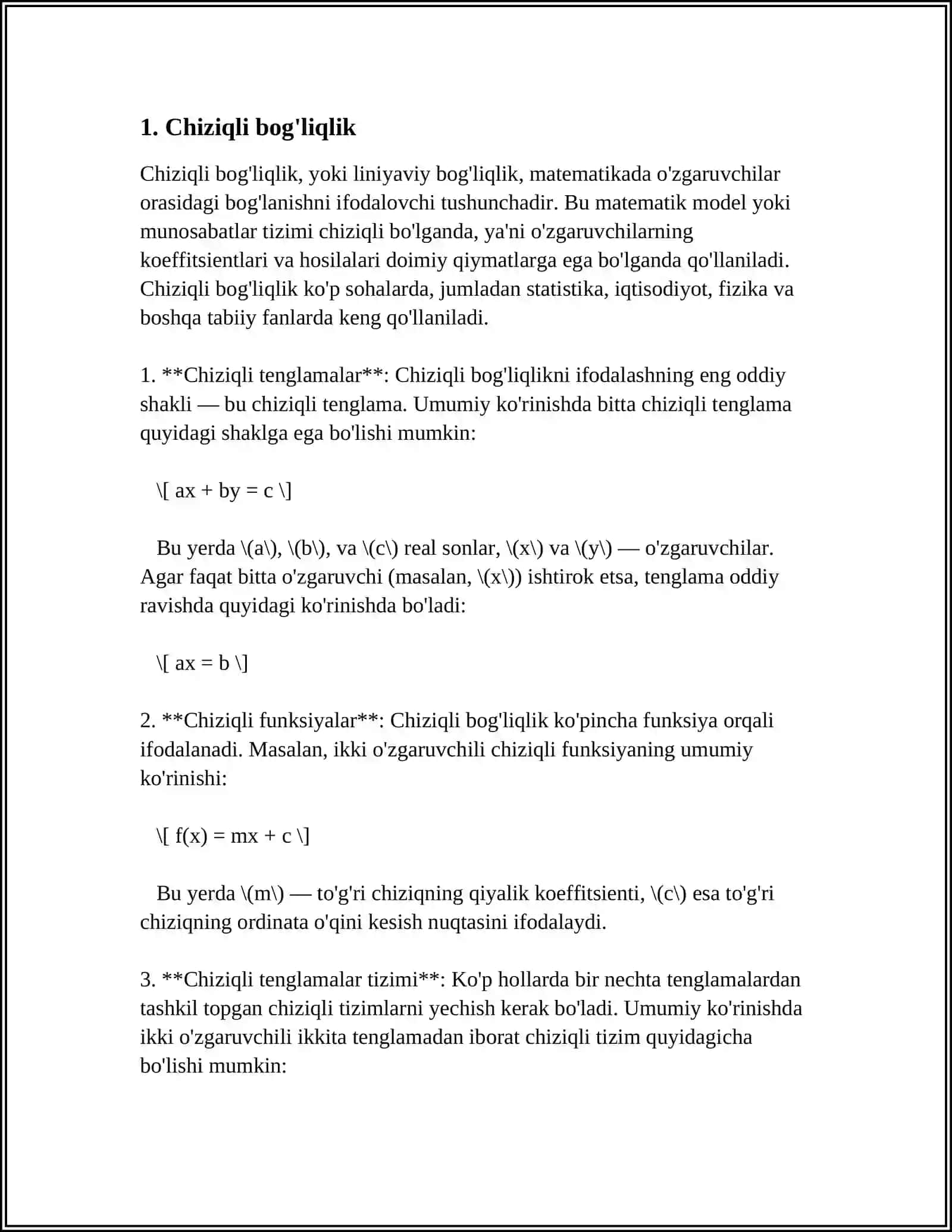 BIR OʻZGARUVCHILI CHIZIQLI REGRESSIYA 3