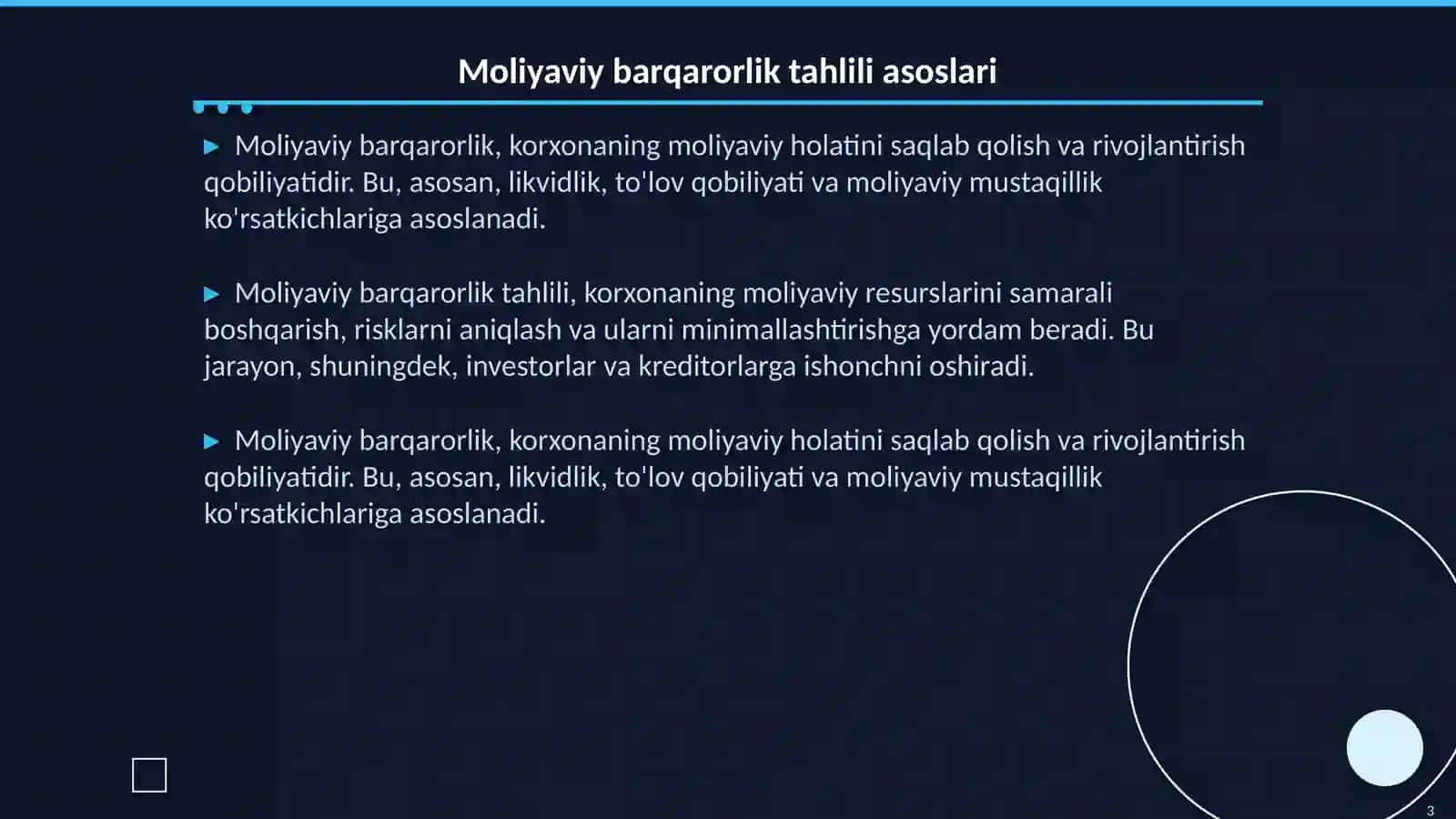 Moliyaviy barqarorlik tahlili 3